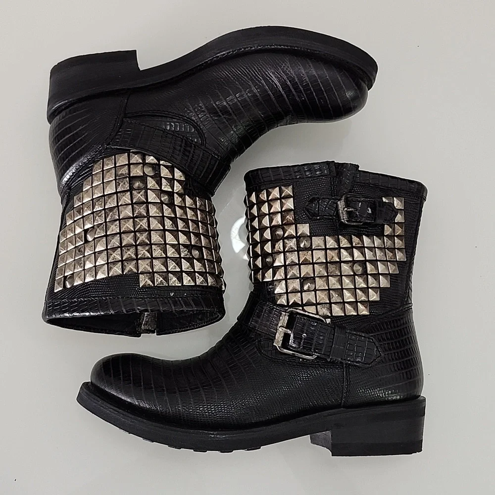 Ash studded reptile texture moto boots - Picture 6 of 8